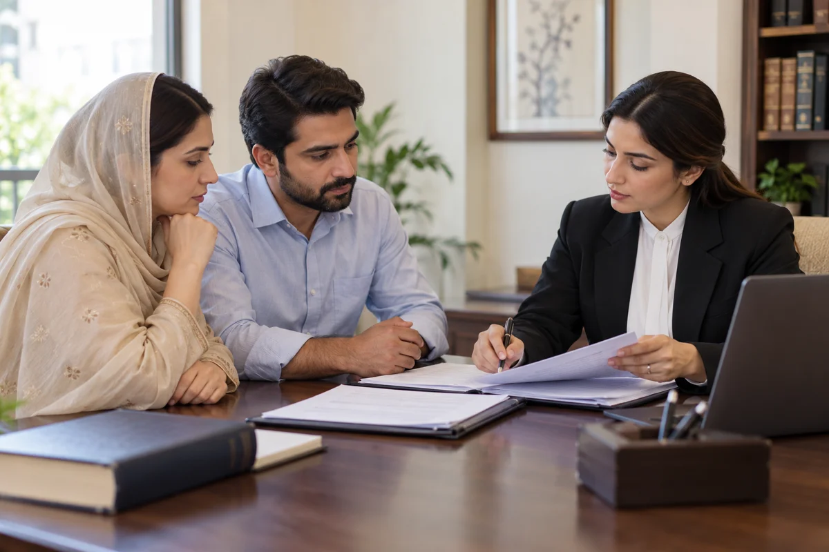 Family Law In Pakistan Illustrative family-law consultation about divorce, custody and legal documents in Pakistan