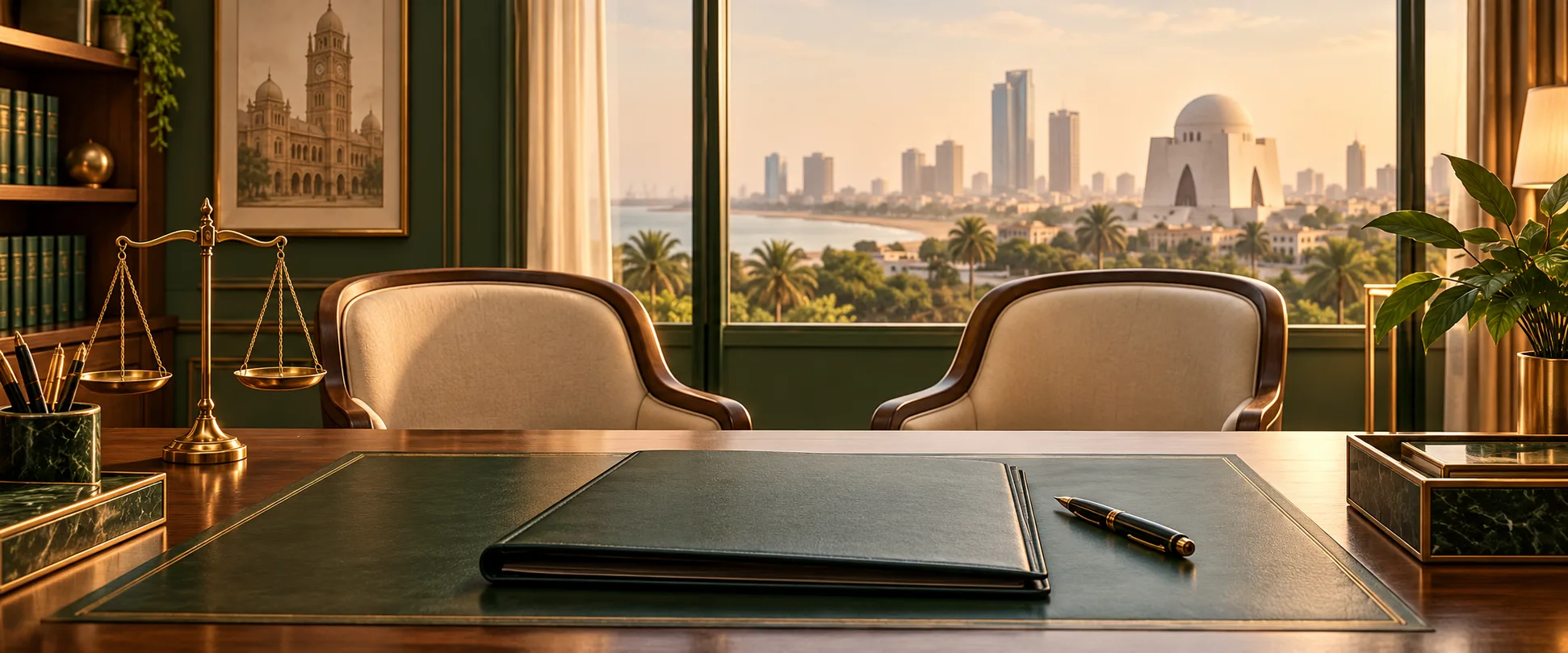 Sobia Mohsin Family Lawyer Consultation Private consultation desk and family case folder illustrating family lawyer services in Karachi