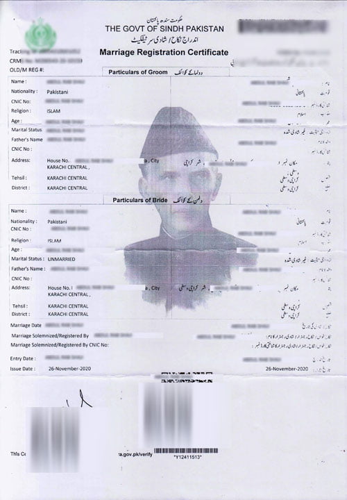 Nadra Marriage Registration Certificate in Pakistan