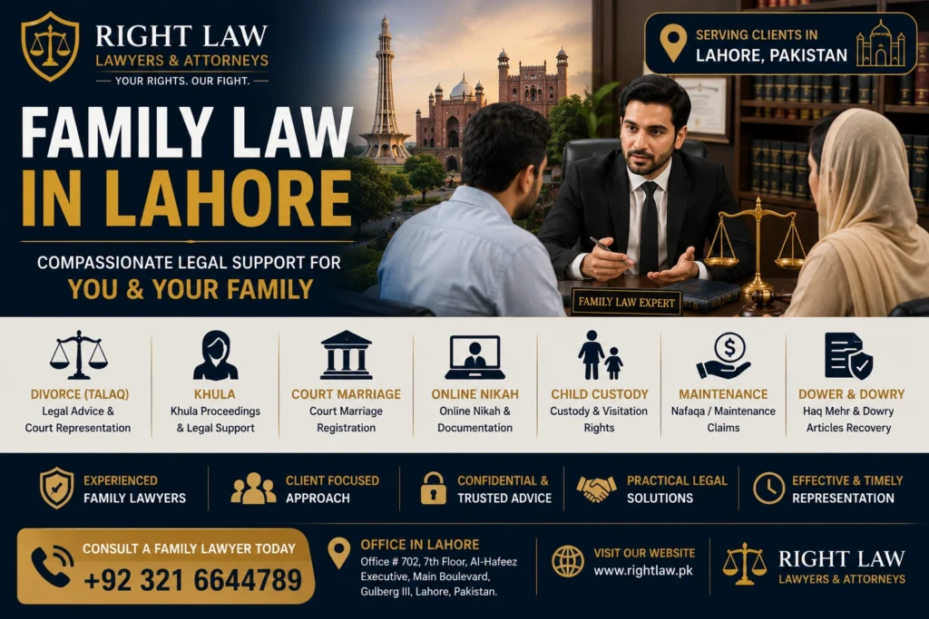Family Lawyers in Lahore for Divorce, Child Custody & Guardianship 1 Family lawyers in Lahore advising clients about divorce, Khula, court marriage, online Nikah and child custody